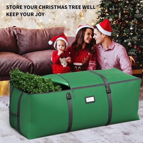 Miniatura 5 de Bolsa de almacenamiento para árbol de Navidad BROSYDA, se adapta a árboles artificiales de hasta 9 pies con correas de hebilla y dobles cremalleras