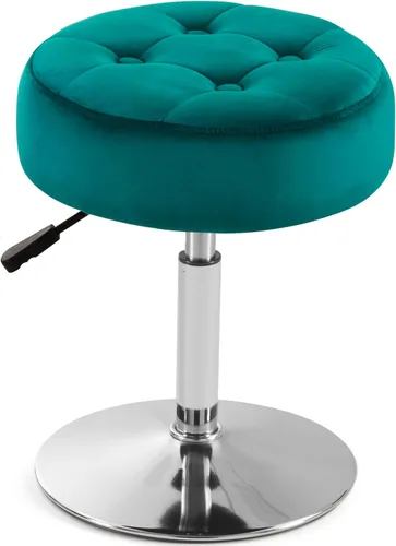Miniatura 12 de Gitrah Silla de Tocador Negra para Cuarto de Maquillaje Taburete de Tocador para Cuarto de Maquillaje Redondo Acolchado de Cuero PU Silla
