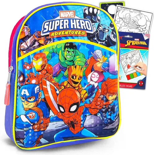 Marvel Super Hero Adventures Mini mochila Paquete de 3 piezas con bolsa escolar de superhéroes de los Vengadores de 11 pulgadas para niños, paquete