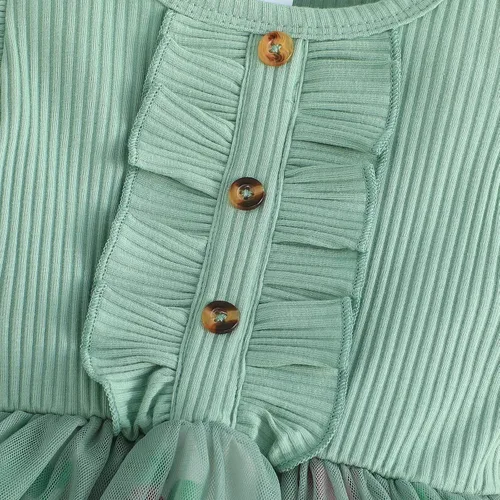 Miniatura 6 de Vestido de manga larga para bebé y niña, vestido casual de princesa floral, falda tutú acanalada para niños