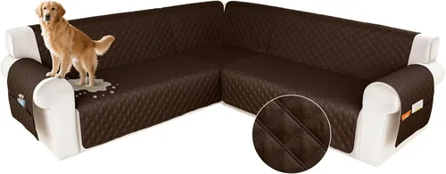 Miniatura 16 de HDCAXKJ Funda impermeable para sofá modular en forma de L, fundas seccionales de esquina lavables, a prueba de mascotas, protector de muebles