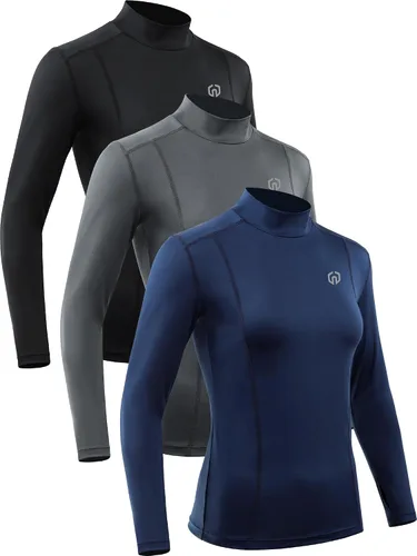 Miniatura 13 de NELEUS - Camisa deportiva de compresión atlética, de manga larga, para mujer, dry fit, paquete de 3