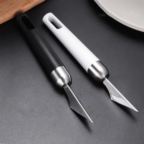 Miniatura 2 de VILLCASE 2 cuchillos de acero inoxidable para tallar frutas, en forma de V, grabado de alimentos, herramienta de corte para el hogar, cocina, mesa