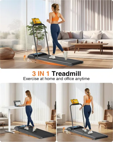 Miniatura 8 de HCOIW Walking with Incline Pad and Handle Bar, 3 in 1 Mini Walking Machine, 2.5HP Low Noise Treadmill for Home with Remote Control, Treadmill with