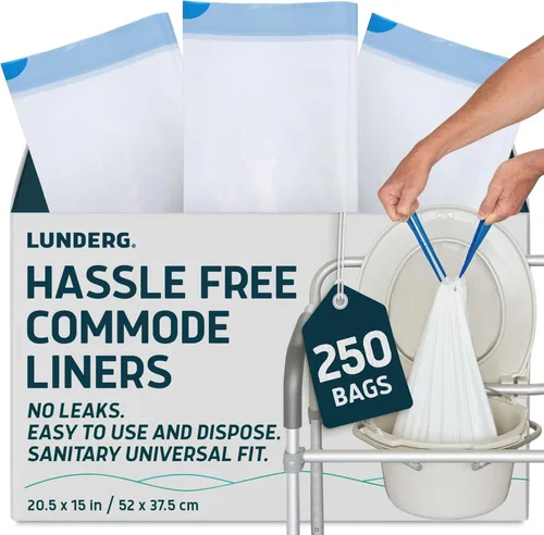 Miniatura 10 de Lunderg Commode Liners - Paquete económico de 100 unidades de ajuste universal - Forros de cabecera de grado médico desechables para silla cómoda