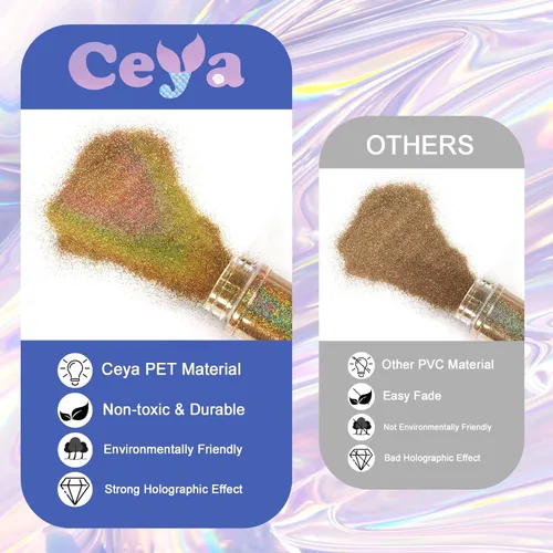 Miniatura 7 de Ceya 110g/ 3.8oz Polvo de Purpurina Holográfica Ultra Fina Láser Verde 1/128” 0.008” 0.2mm para Slime, Resina Epoxy, Manualidades, Vaso, Joyería