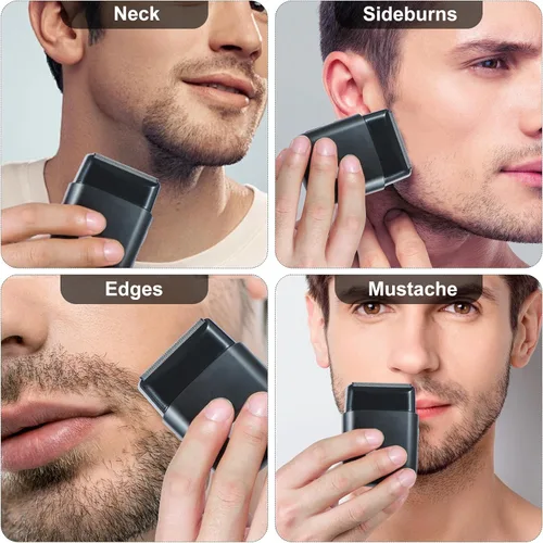 Miniatura 2 de Afeitadora y cortadora de pelo recargable 2 en 1 para hombre, recortadora de barba y patillas, 3 cuchillas flotantes, motor de alta velocidad