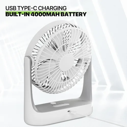Miniatura 14 de Magshion Ventilador de escritorio USB de 7 pulgadas, ventilador de mesa de batería recargable 3 en 1 de 4000 mAh con luz nocturna, ángulo