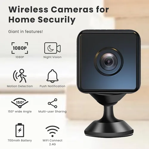 Miniatura 2 de Mini cámara inalámbrica de seguridad 2026 con WiFi para el hogar pequeño 1080P HD Micro Magnetic Nanny Cam con detección de movimiento, gran
