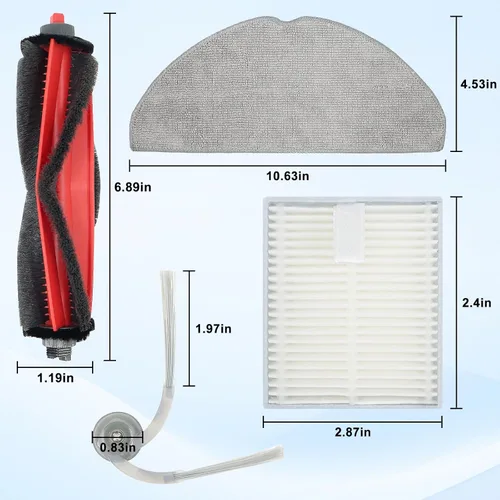 Miniatura 2 de Q7 M5 Piezas de repuesto para Roborock Q7 M5+, L5/L5+Series Robot Aspirador, 2 cepillos principales+4 filtro+4 almohadillas de trapeador+6 cepillos