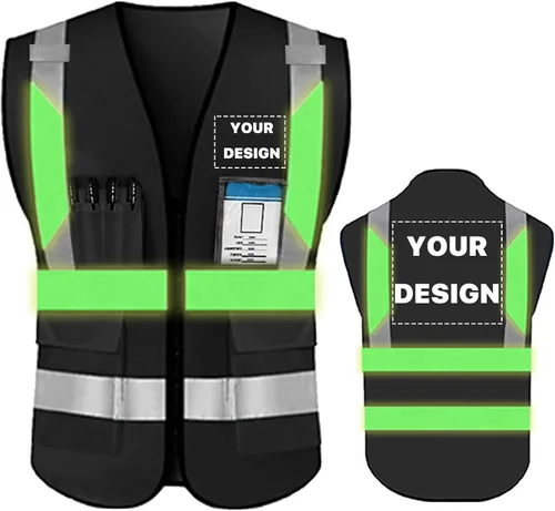 Miniatura 35 de Chaleco de seguridad de alta visibilidad reflectante, personaliza tu logotipo, ropa de trabajo de seguridad con tiras reflectantes y bolsillos A