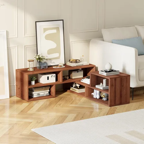 Miniatura 7 de Estantería de TV de 2 piezas, centro de entretenimiento en forma de L para televisores de 45 a 70 pulgadas, soporte de TV de cubo de 13 pulgadas