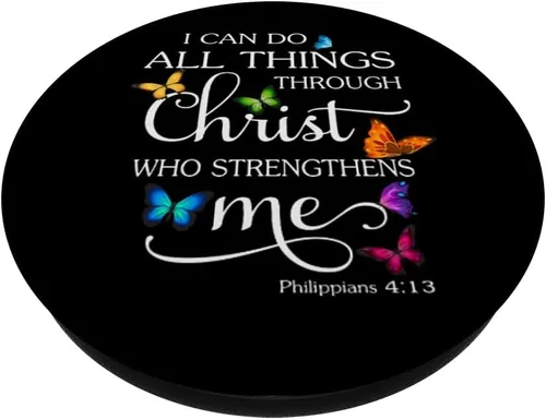 Miniatura 2 de I Can Do All Things Through Christ Butterfly Art - PopSockets religiosos intercambiables PopGrip