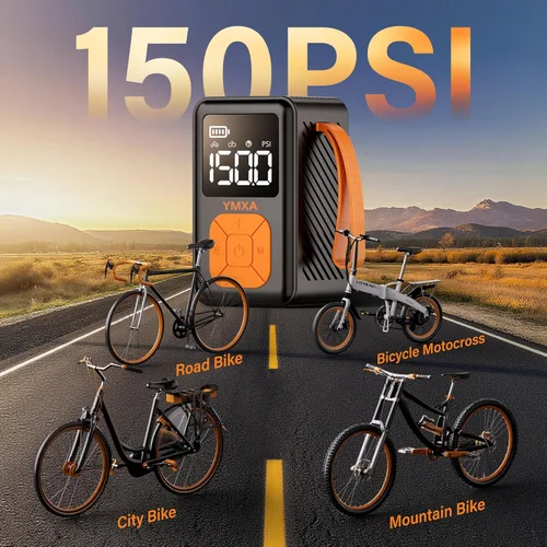 Miniatura 5 de 150 PSI Mini Bike Pump – Auto-Stop & Digital Gauge, Air Pump for Bike Tires for Road Bike, Mountain Bike, Sports Balls – Portable High-Pressure