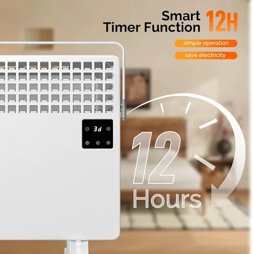 Miniatura 5 de ROVSUN Calentador de Pared de 1500W con Control Remoto, Calentador de Espacio Eléctrico 2-en-1 Montado en la Pared con Perchero para Ropa, Pantalla