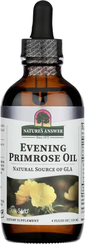 Nature's Answer Aceite líquido de onagra de 4 onzas líquidas, prensado en frío, hidratante esencial totalmente natural para cabello, piel, uñas,