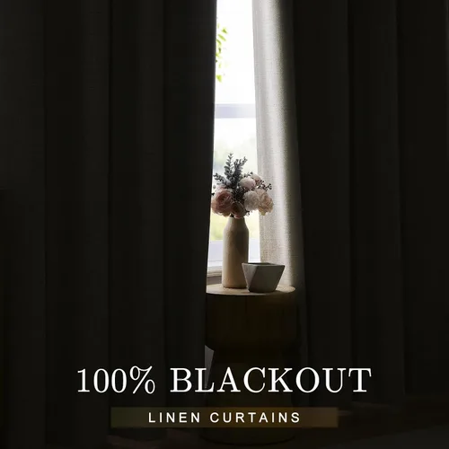 Miniatura 2 de Anpark Cortinas 100% opacas para dormitorio, cortina opaca de lino estilo granja de 84 pulgadas de largo, juego de 2 paneles, cortinas de ventana