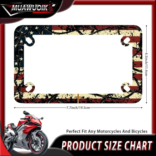 Miniatura 2 de Marco de placa de motocicleta con cruz de Jesús, bandera estadounidense, de acero inoxidable, divertido soporte para placa de motocicleta, soporte