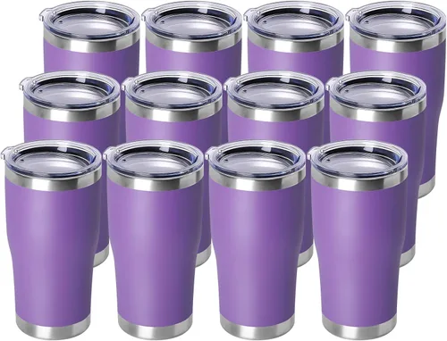 Miniatura 13 de DOMICARE vaso de doble pared con aislamiento al vacío, 20 onzas, con tapa, vaso de viaje de acero inoxidable, vaso de café con recubrimiento