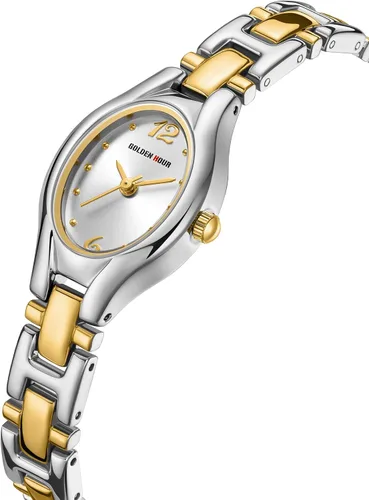 Miniatura 2 de GOLDEN HOUR Reloj de pulsera ovalado vintage de tono dorado para mujer