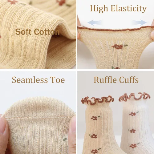 Miniatura 3 de WATOCHE Calcetines para bebés y niñas pequeñas con volantes, calcetines de vestir con volantes, calcetines antideslizantes para bebés, calcetines