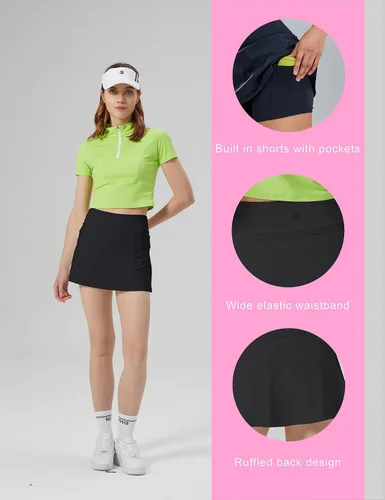Miniatura 5 de 1a1a Falda de tenis de golf para mujer, pantalón corto de cintura alta, atlético, falda deportiva con bolsillos cortos