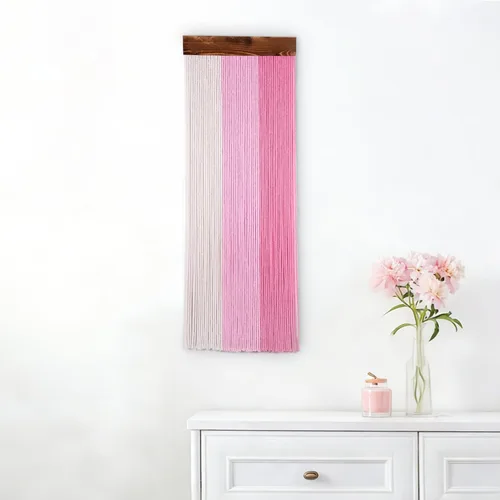Miniatura 16 de Tapiz bohemio de macramé para colgar en la pared, tejido teñido anudado de fibra verde y blanca, hecho a mano, para colgar en la pared, grande