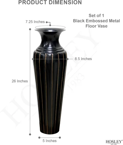 Miniatura 2 de Hosley Jarrón de piso de metal alto de 26 pulgadas, regalo ideal para arreglos florales, decoración moderna del hogar para comedor, sala de estar