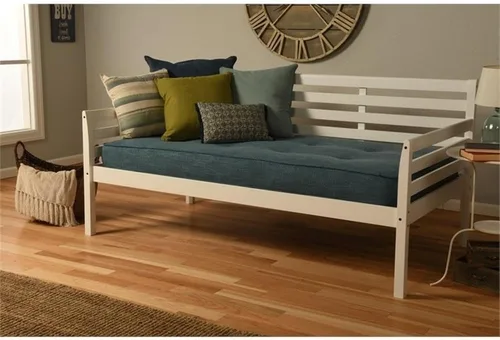 Miniatura 4 de Kodiak Furniture Colchón de resortes boho de 8 pulgadas tamaño individual para litera/día/nido, lino aguamarina, marco no incluido Lino Aqua