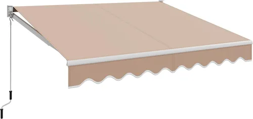 Miniatura 12 de Tangkula - Toldo retráctil de 10 pies x 8.2 pies, toldo de aluminio para patio con mango de manivela y poliéster resistente al agua, toldo retráctil