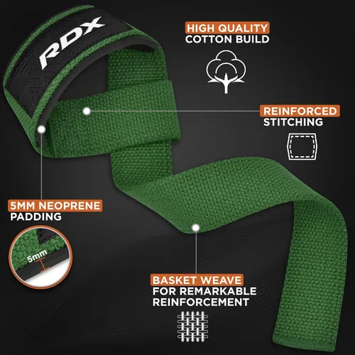 Miniatura 2 de RDX - Correas de elevación para levantamiento de pesas – Correa de muñeca de gimnasio resistente 100% algodón con acolchado de neopreno de 5 mm