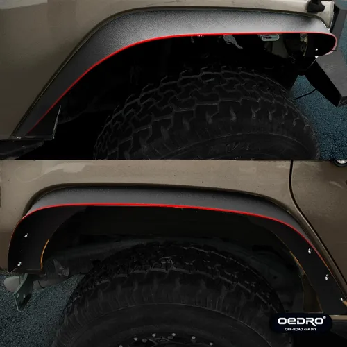 Miniatura 5 de oEdRo - Juego de 4 guardabarros planos delanteros y traseros compatibles con Jeep Wrangler JK y JKU Unlimited 2007-2018, juego de forros de acero