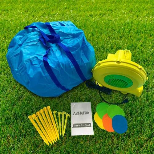 Miniatura 9 de AirMyFun Casa inflable para saltar, castillo hinchable con soplador de aire, casa de juegos con piscina de bolas, tobogán inflable para niños