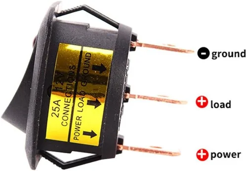 Miniatura 6 de ESUPPORT Interruptor de palanca de luz LED azul de punto redondo de 0.984 in, 12 V, 25 A, tablero de tablero de encendido y apagado, paquete de 5
