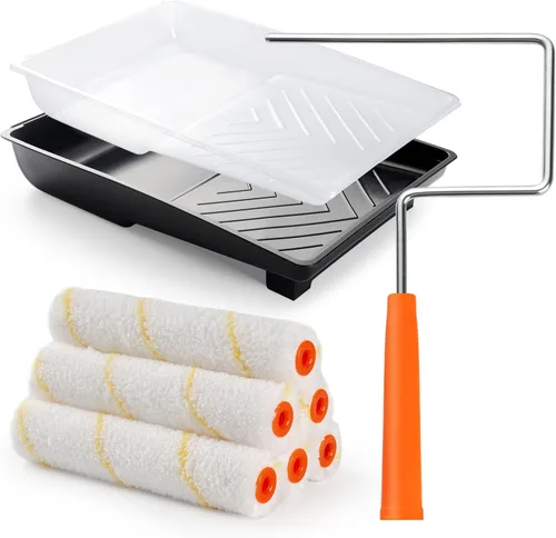 Miniatura 7 de Kit de 12 Piezas de Rodillos de Pintura de 6 Pulgadas con Rodillo de Pintura de Espuma de Alta Densidad, Bandeja de Pintura con Forro, Mini Rodillo
