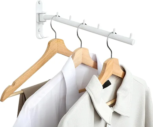 Miniatura 12 de Percheros para colgar ropa, perchereros de ropa montados en la pared, ganchos para colgar ropa, barras para ropa, ganchos resistentes, plegables