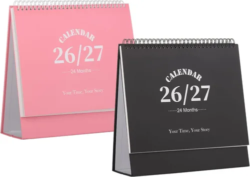 Miniatura 21 de Calendario de escritorio 2026-2027, calendario de 2 años desde enero de 2026 hasta diciembre de 2027, planificador mensual de mesa con calcomanías