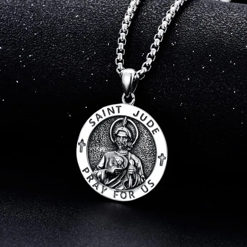 Miniatura 97 de CEKAMA - Collar de plata de ley 925 con dije de amuleto para hombres y mujeres, con cadena de 0.098 in, 22 pulgadas + 2 pulgadas