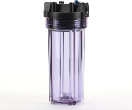 Hydronix HF5-10CLBK34 Carcasa del filtro de agua 10" RO, toda la casa, hidroponía - puertos de 3/4", cuerpo transparente