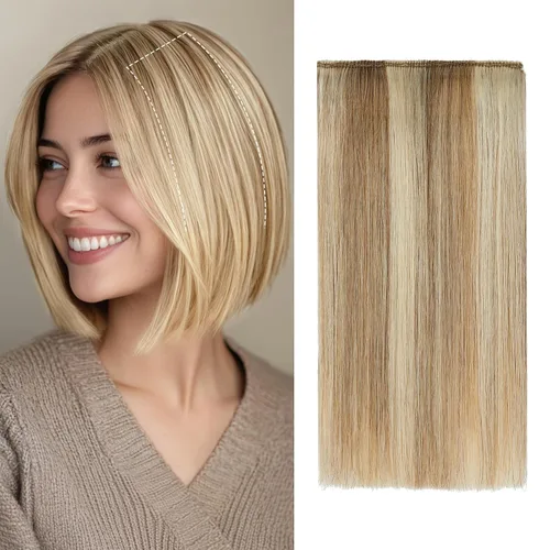 Miniatura 19 de S-noilite Extensiones de cabello corto con broches, 100% cabello humano real, 1 unidad, 2 clips, extensiones de cabello para mujer, añade volumen, 4