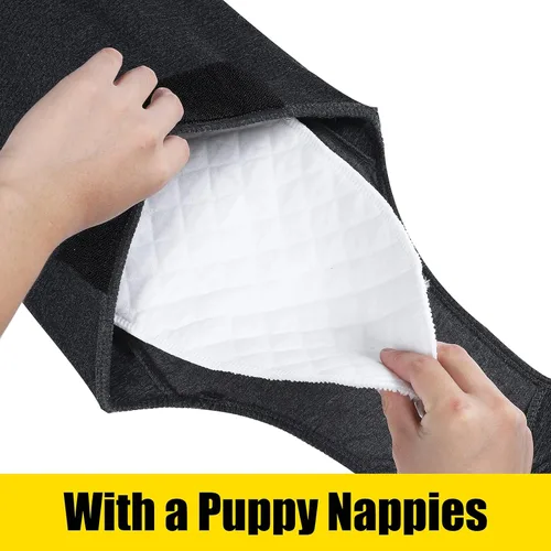 Miniatura 4 de HEYWEAN Pañal para perros de cuerpo completo con pañales para cachorros, traje de recuperación fisiológica para perros machos y hembras Negro clásico