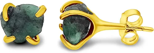 Aretes de piedra preciosa natural en bruto con oro amarillo sobre plata de ley 925, 6 a 0.276 in, regalo de piedra de nacimiento de calidad genuina