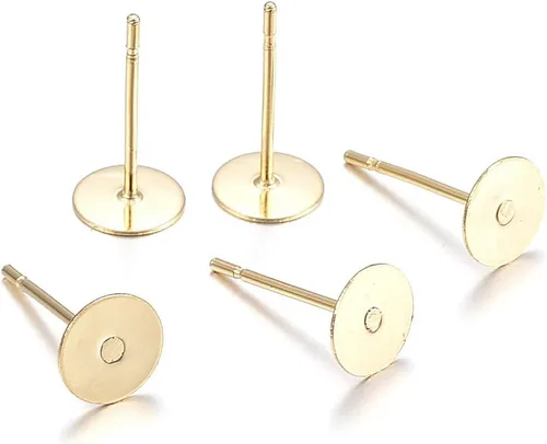 Miniatura 18 de Craftdady 400 aretes de acero inoxidable de 0.15 a 0.55 pulgadas, 8 tamaños, almohadillas planas, redondas, en blanco, para hacer joyas Almohadilla