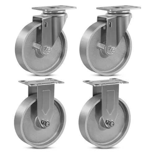 Miniatura 17 de Ruedas industriales resistentes de 3 x 1.25 pulgadas, capacidad de 350 libras, ruedas de hierro fundido y marco de acero para carros, carritos