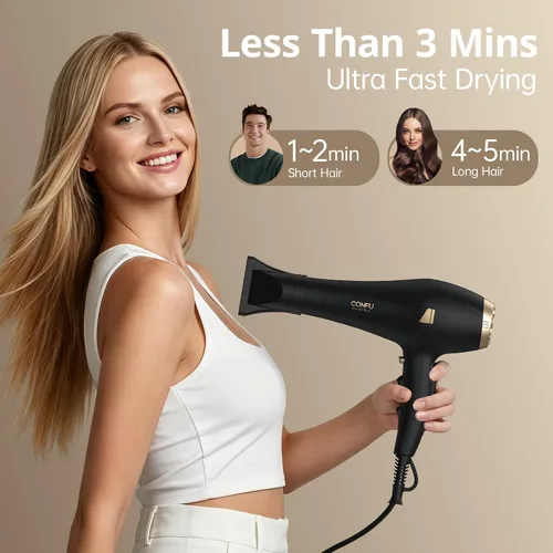 Miniatura 4 de CONFU Hair Dryer Professional Ionic - Salon Blow Dryer with Diffuser for Women & Men - 5X Fast Drying 1875 Watt Powerful Hair Blow Dryer with Comb