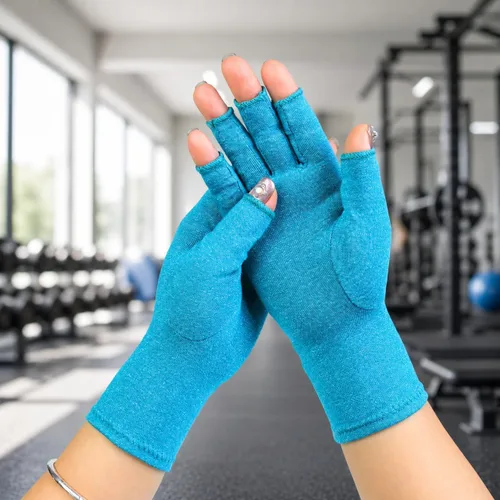 Miniatura 14 de Guantes de artritis – Compresión sin dedos para aliviar el dolor de las articulaciones, guantes de mano cálidos para túnel carpiano para mujeres