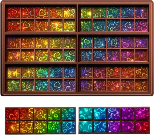 Miniatura 10 de Ziliny Molde holográfico de barra de chocolate con molino de viento y diamante, barra de chocolate con efecto de luz arcoíris, moldes gruesos