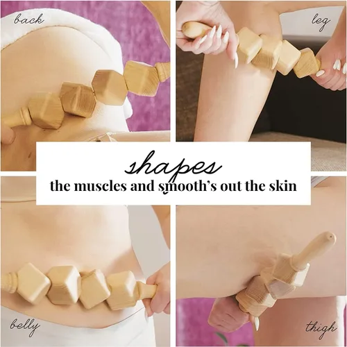 Miniatura 3 de Tuuli Masaje Anti Celulitis Masajeador 0.8 x 15.7 in Rodillo con Mango Maderotherapy Madera