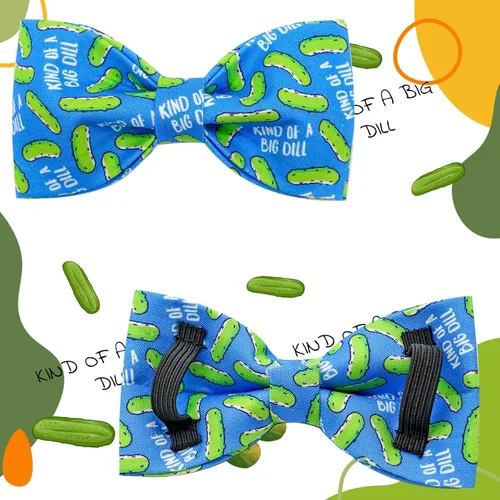 Miniatura 4 de Collar para perro Elegant Little Tail con moño, estampado de pepinillos, collar de moño lindo para perros pequeños eneldo