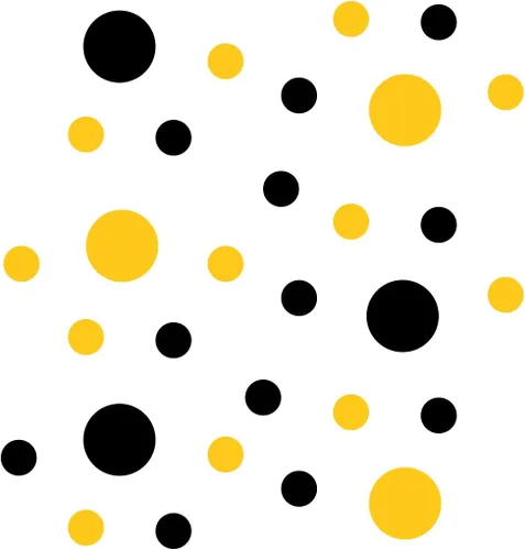 Miniatura 3 de Pegatinas de pared de vinilo negro/amarillo - círculos de 2 y 4 pulgadas (30 calcomanías)